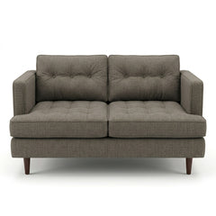 Urban Loveseat in Bennett Praline warm grey-taupe woven fabric - button-tufted mid-century modern loveseat by Stanton - Whats New Furniture Portland OR