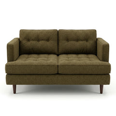 Urban Loveseat in Couture Herb olive herb boucle fabric - button-tufted mid-century modern loveseat by Stanton - Whats New Furniture Portland OR