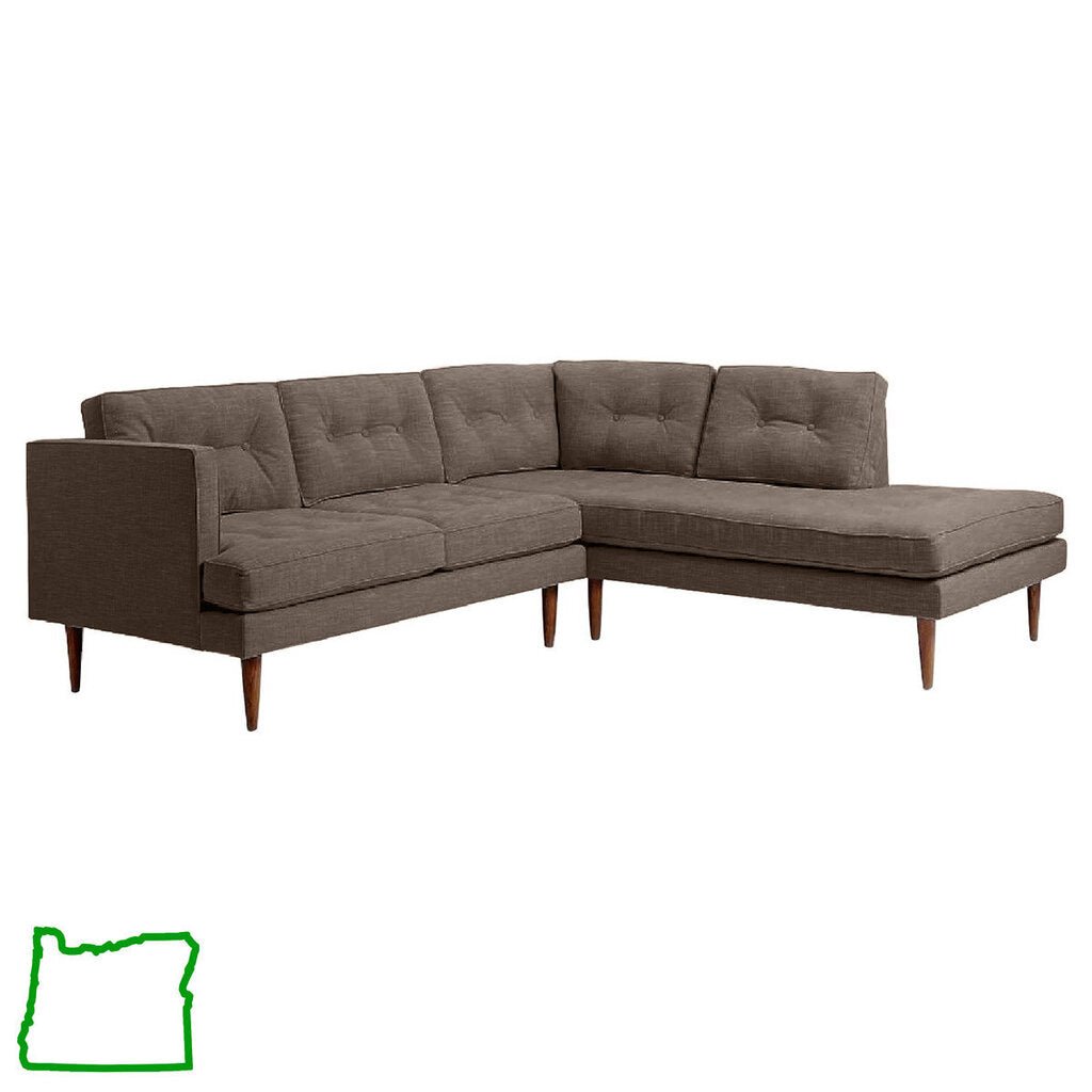 Urban Sectional in Bark side angle - Oregon-made chaise sectional by Stanton - Whats New Furniture Portland OR