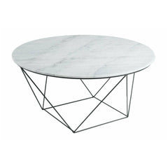 Valencia Round Coffee Table in Grey Marble - round marble coffee table by LH Imports - Whats New Furniture Portland OR