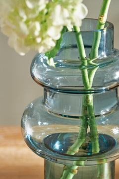 Vallmen 10-Inch Vase in Blue — Ashley Furniture detail view