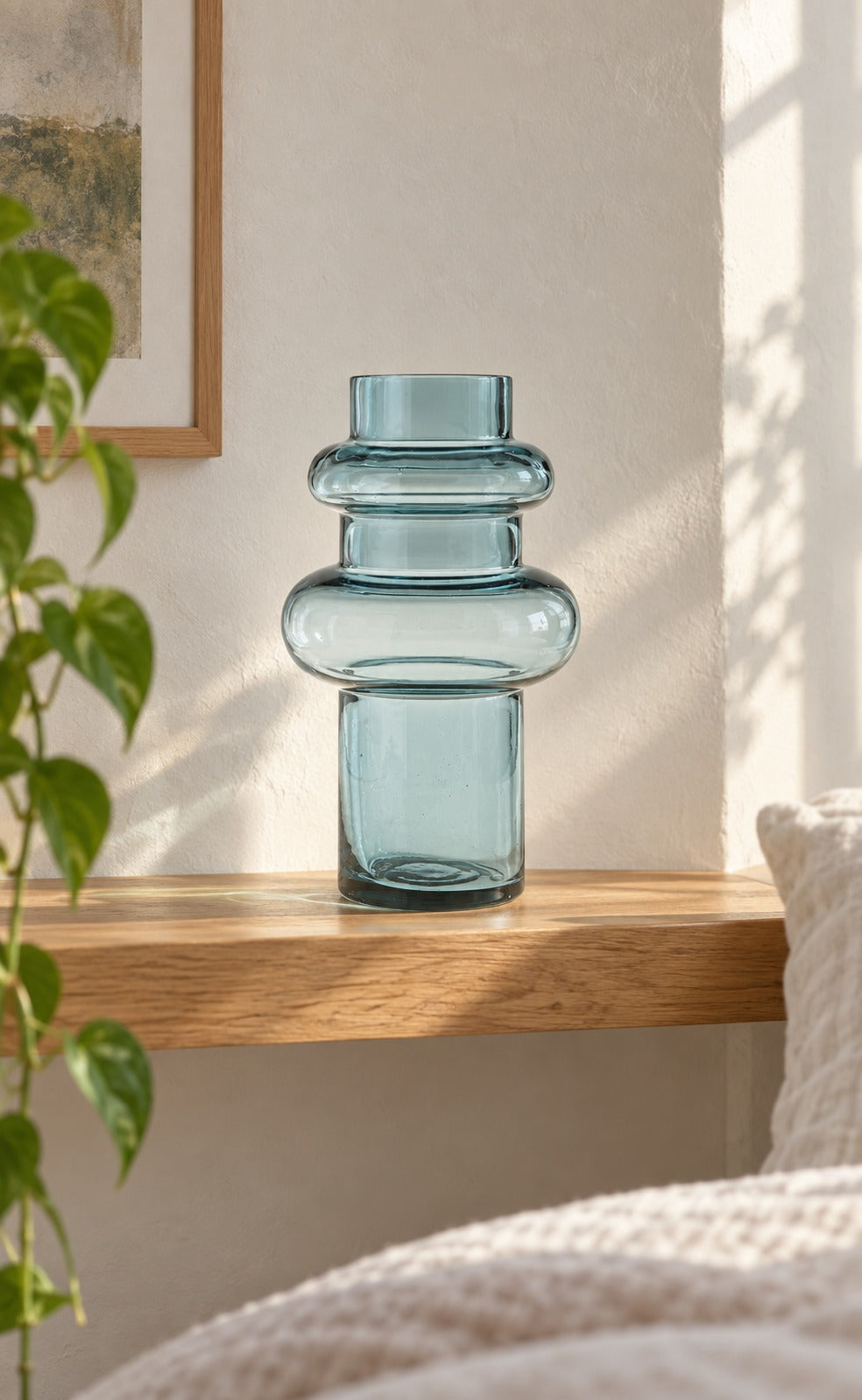 Vallmen 10-Inch Vase in Blue styled in a Portland home — lifestyle view