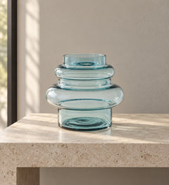 Vallmen 8-Inch Vase in Blue styled in a Portland home — lifestyle view