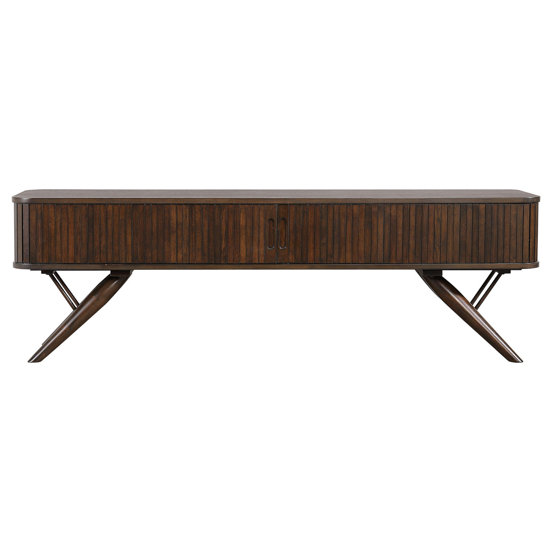 Valna Wood 71-inch TV Stand with Sliding Doors Walnut - What&