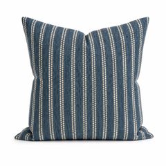 Vanishing Indigo Chenille Stripe Throw Pillow front view by Decor Fifty-Five - Whats New Furniture Portland OR