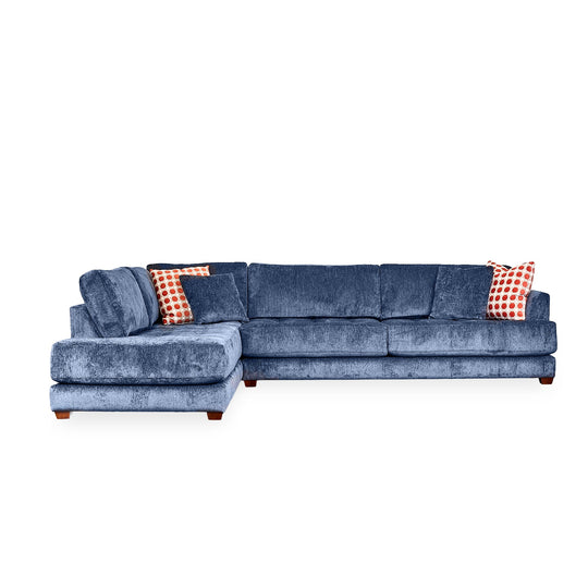 Vantage Sectional in Lush Marine front view with accent pillows - Stanton - Whats New Furniture Portland OR