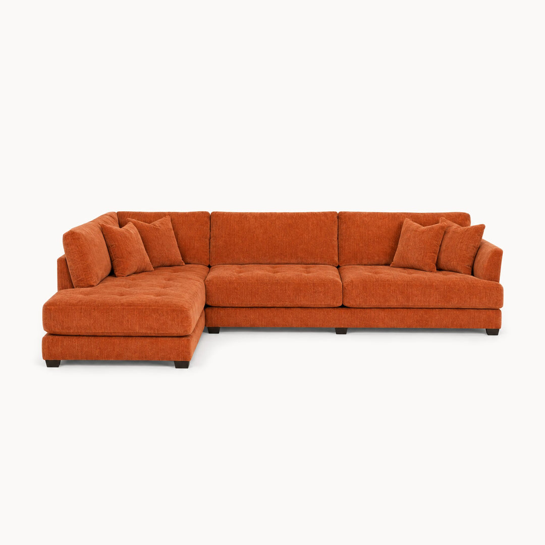 Vantage Sectional in Lush Papaya (LHF) - studio front view - Stanton - Whats New Furniture Portland OR