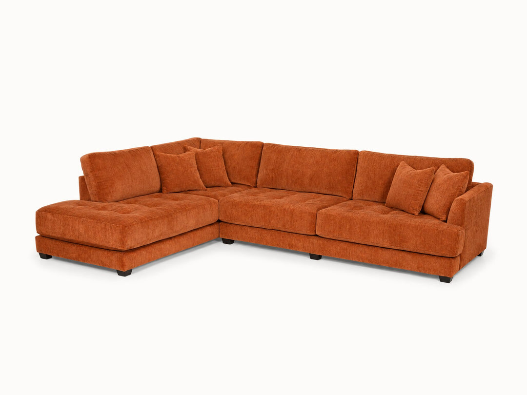 Vantage Sectional in Lush Papaya (LHF) - studio three-quarter view - Stanton - Whats New Furniture Portland OR