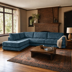 Vantage Sectional in Lush Turquoise styled in a Portland Tudor living room - Whats New Furniture