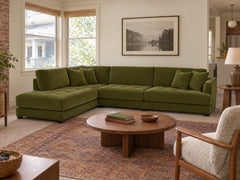 Vantage Sectional in Vintage Moss (LHF) styled in a Kerns townhouse - Whats New Furniture Portland OR