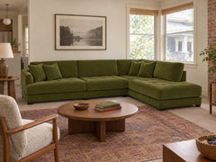 Vantage Sectional in Vintage Moss (RHF) styled in a Kerns townhouse - Whats New Furniture Portland OR