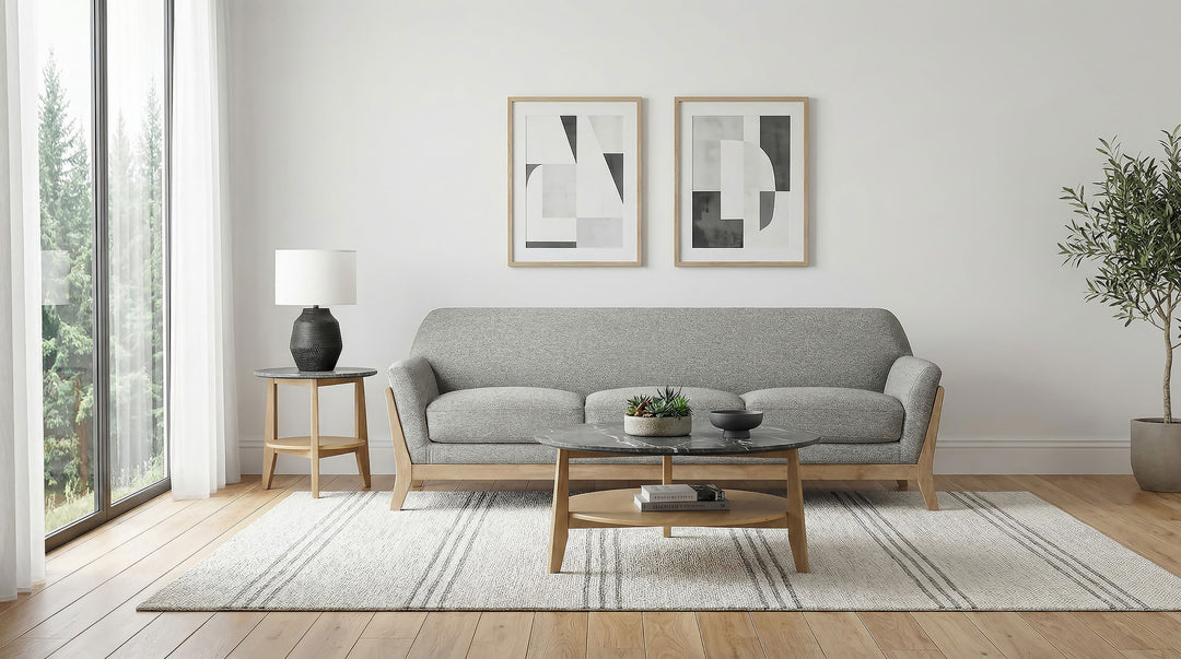 Vaughn Fabric Upholstered Flared Arm Sofa Grey - What&