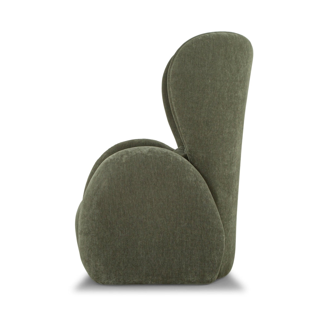 Victoria Accent Wing Chair in Canna Forest Green side angle - oversized wingback accent chair private label - Whats New Furniture Portland OR