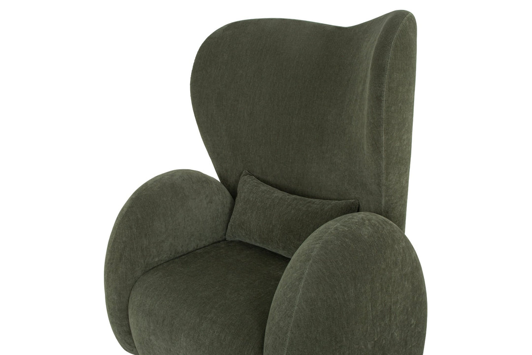 Victoria Accent Wing Chair in Canna Forest Green corner detail - oversized wingback accent chair private label - Whats New Furniture Portland OR