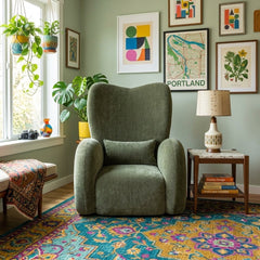Victoria Accent Wing Chair in Canna Forest Green view 19 - oversized wingback accent chair private label - Whats New Furniture Portland OR