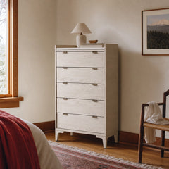 Viggo Tall Dresser styled in Portland Mt. Tabor mid-century daylight ranch bedroom - Whats New Furniture