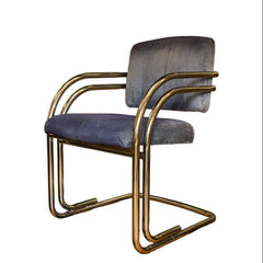 Vintage Ink Blue and Chrome chair detail view - Whats New Furniture - Portland, Oregon