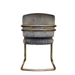 Vintage Ink Blue and Chrome chair detail view 3 - Whats New Furniture - Portland, Oregon