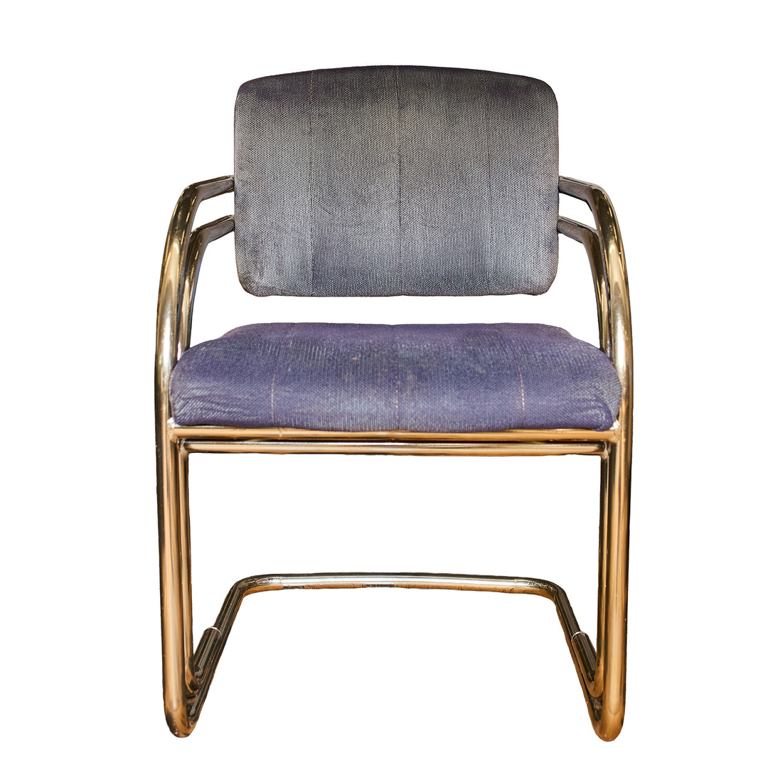Vintage Ink Blue and Chrome chair - Whats New Furniture - Portland, Oregon