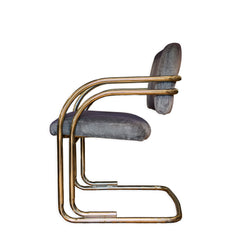 Vintage Ink Blue and Chrome chair detail view 2 - Whats New Furniture - Portland, Oregon