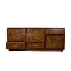 Vintage Mid - Century 9 Drawer Dresser detail view - Whats New Furniture - Portland, Oregon