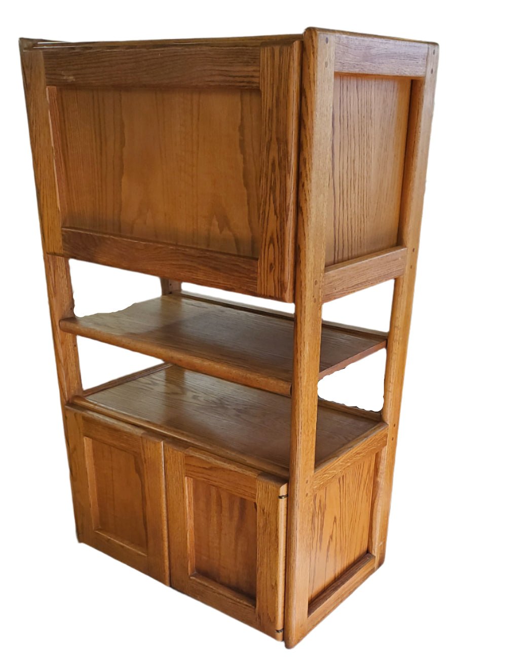 Vintage Oak Media Cabinet detail view 2 - Whats New Furniture - Portland, Oregon