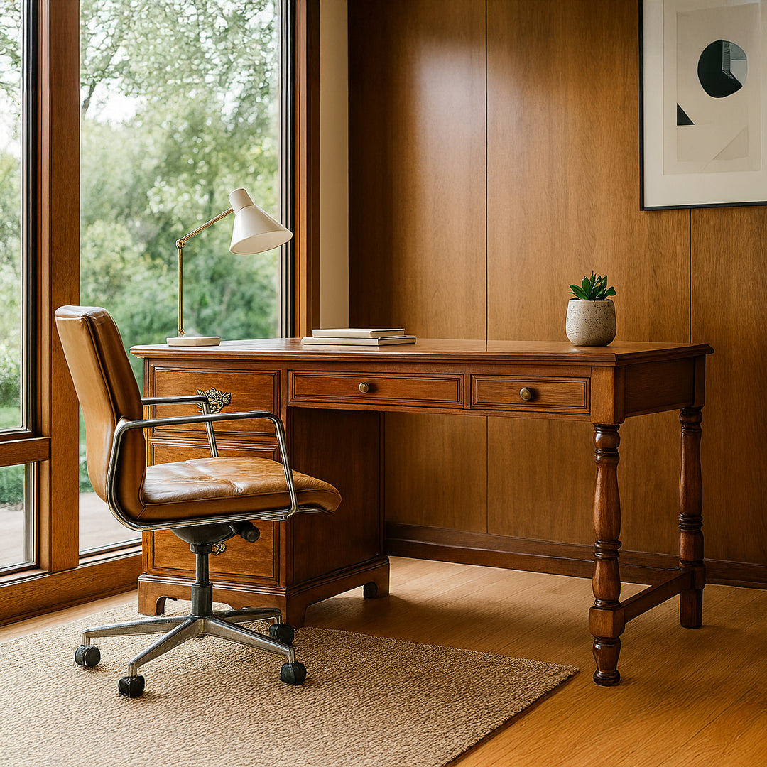Vintage Four Drawer Desk detail view 3 - Whats New Furniture - Portland, Oregon