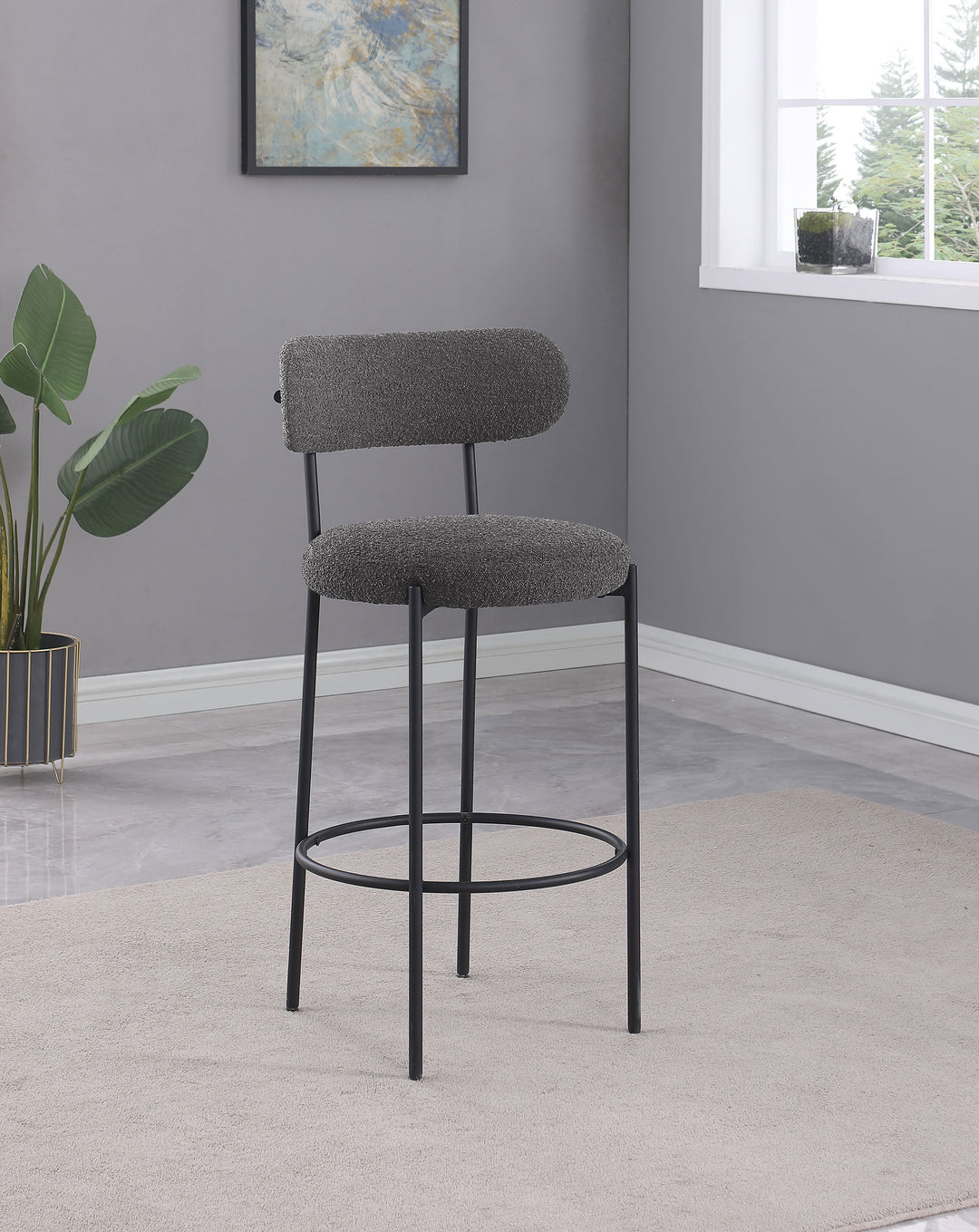 Viola Boucle Upholstered Bar Chair Grey (Set of 2) - What&