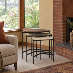 Viremont Nesting Table Set of 3 - Marble and Iron in Multicolor styled in a Portland home - Whats New Furniture