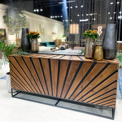 Virtual Sideboard in Light Teak Black back view - mango wood sideboard by LH Imports - Whats New Furniture Portland OR