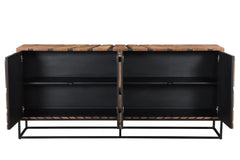 Virtual Sideboard in Light Teak Black open storage front view - mango wood sideboard by LH Imports - Whats New Furniture Portland OR