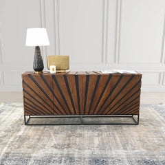 Virtual Sideboard in Light Teak Black styled room setting - mango wood sideboard by LH Imports - Whats New Furniture Portland OR