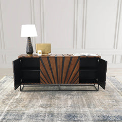Virtual Sideboard in Light Teak Black top detail - mango wood sideboard by LH Imports - Whats New Furniture Portland OR