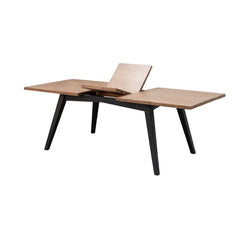 Viva Extendable Dining Table in Sundried Wheat/Matte Black extension leaf open view - extendable dining table by LH Imports - Whats New Furniture Portland OR