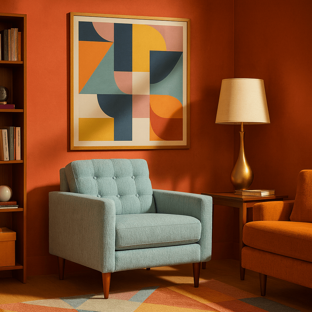 Vogue Modern Chair in Sergio Spa lifestyle setting - Oregon-made accent chair by Stanton - Whats New Furniture Portland OR
