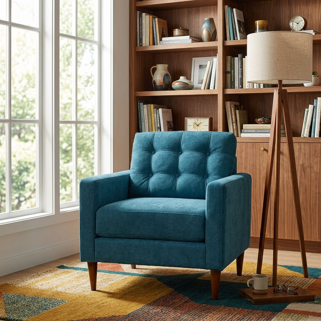 Vogue Modern Chair in Sensation Turquoise alternate angle - Oregon-made accent chair by Stanton - Whats New Furniture Portland OR