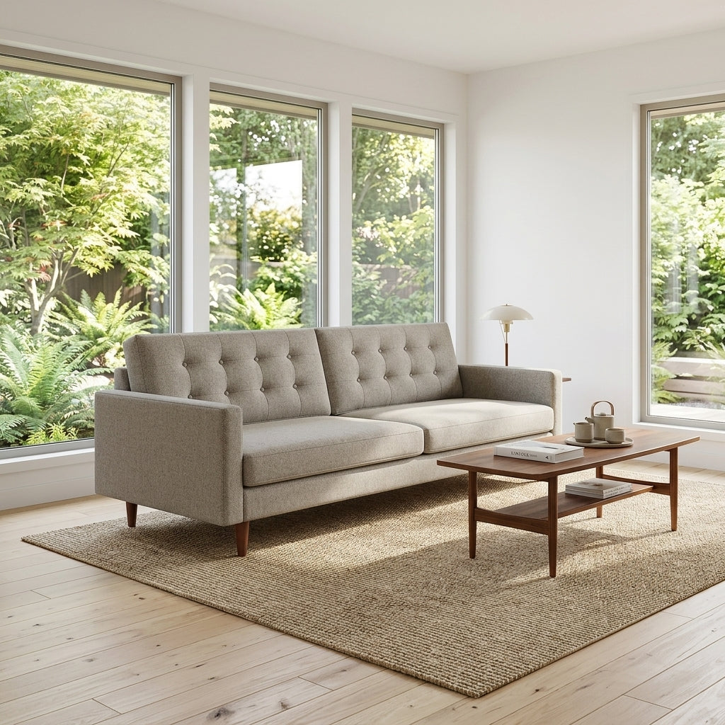 Vogue Modern Sofa in Prescott Tuxedo configuration shot - modern sofa by Stanton - Whats New Furniture Portland OR