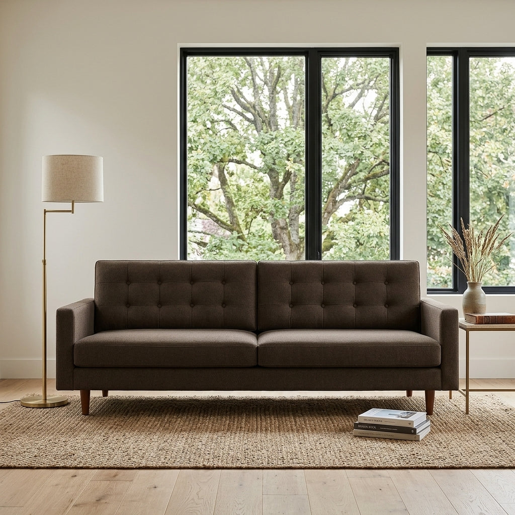 Vogue Modern Sofa in Seamount Walnut side view - modern sofa by Stanton - Whats New Furniture Portland OR