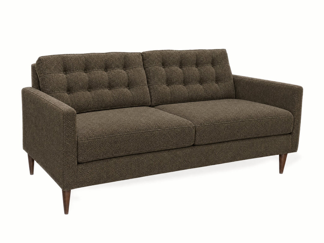 Vogue Modern Sofa in Seamount Walnut - studio three-quarter view - Stanton - Whats New Furniture Portland OR