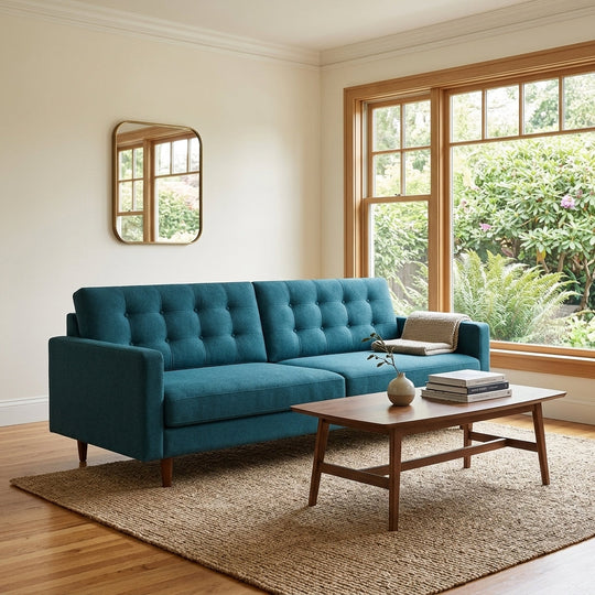 Vogue Modern Sofa in Sensation Turquoise alternate angle - modern sofa by Stanton - Whats New Furniture Portland OR