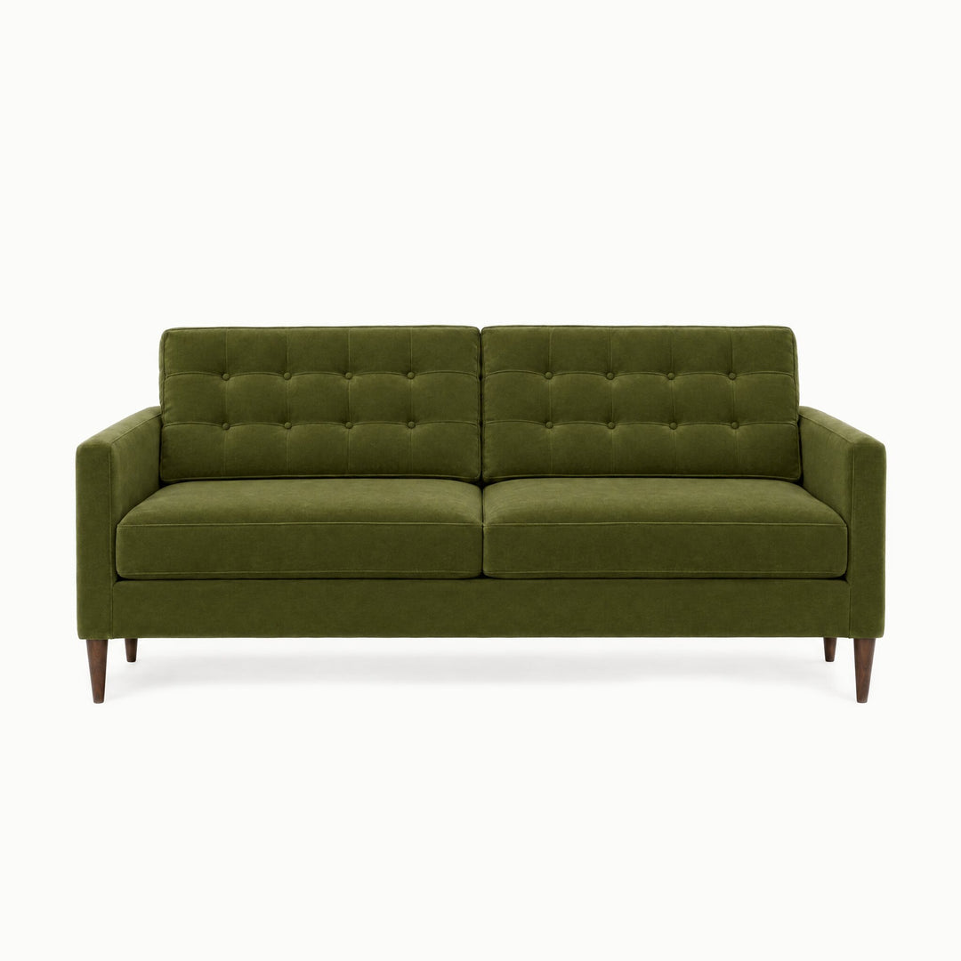 Vogue Modern Sofa in Vintage Moss - studio front view - Stanton - Whats New Furniture Portland OR