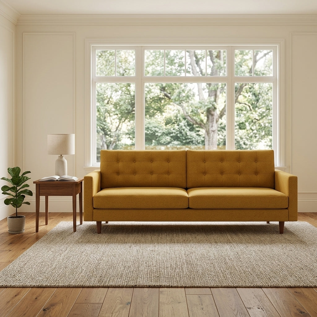 Vogue Modern Sofa in Vintage Saffron fabric detail - modern sofa by Stanton - Whats New Furniture Portland OR