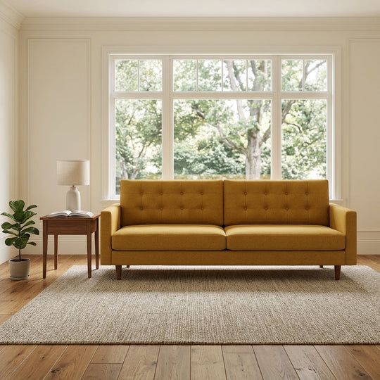 Vogue Modern Sofa in Vintage Saffron fabric detail - modern sofa by Stanton - Whats New Furniture Portland OR