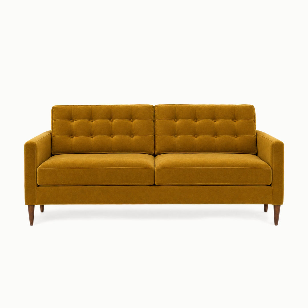 Vogue Modern Sofa in Vintage Saffron - studio front view - Stanton - Whats New Furniture Portland OR