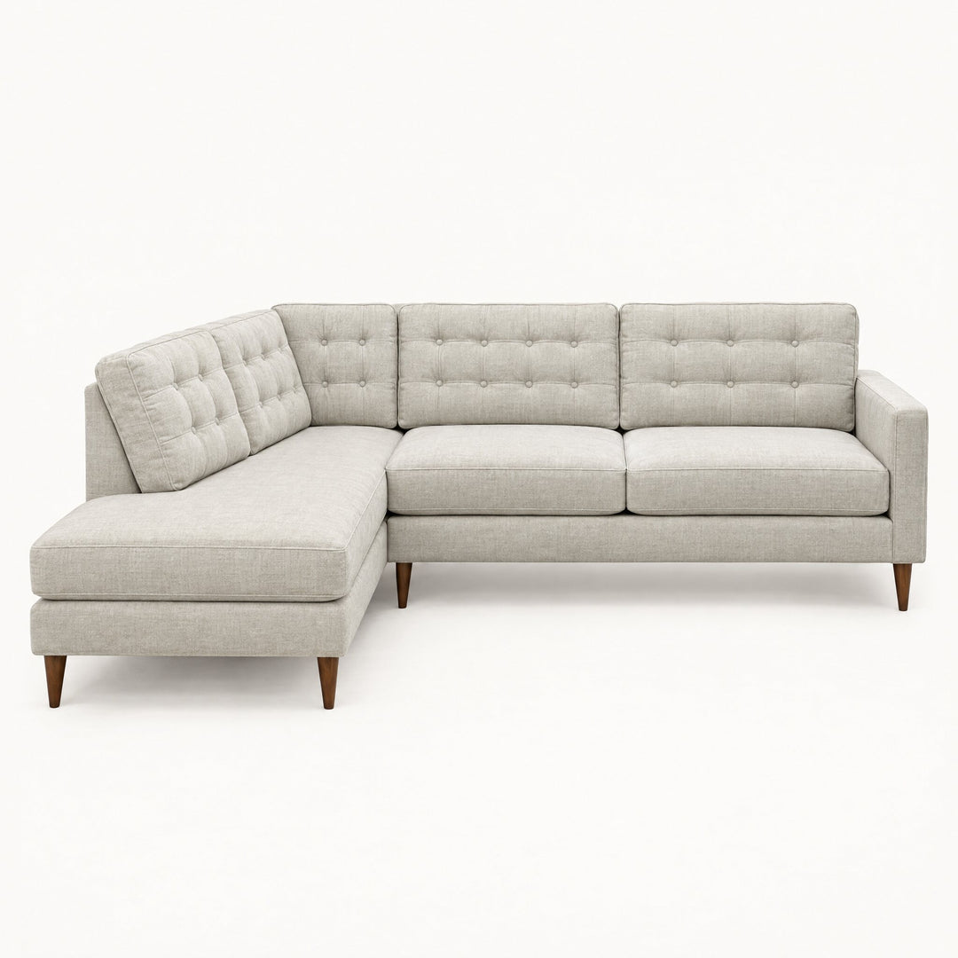 Vogue open chaise sectional in Rizz Sand, left-hand-facing studio view - Whats New Furniture Portland OR