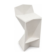 White geometric bar stool with a faceted molded shell by Vondom