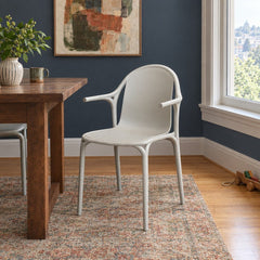 Light Gray geometric dining chairs with a pixel-cut molded shell by Vondom - detail view 1
