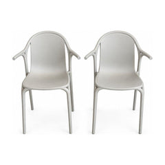 Light Gray geometric dining chairs with a pixel-cut molded shell by Vondom