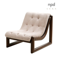 Vondra Velvet Accent Chair in Velina Dune - angled studio view - Whats New Furniture Portland