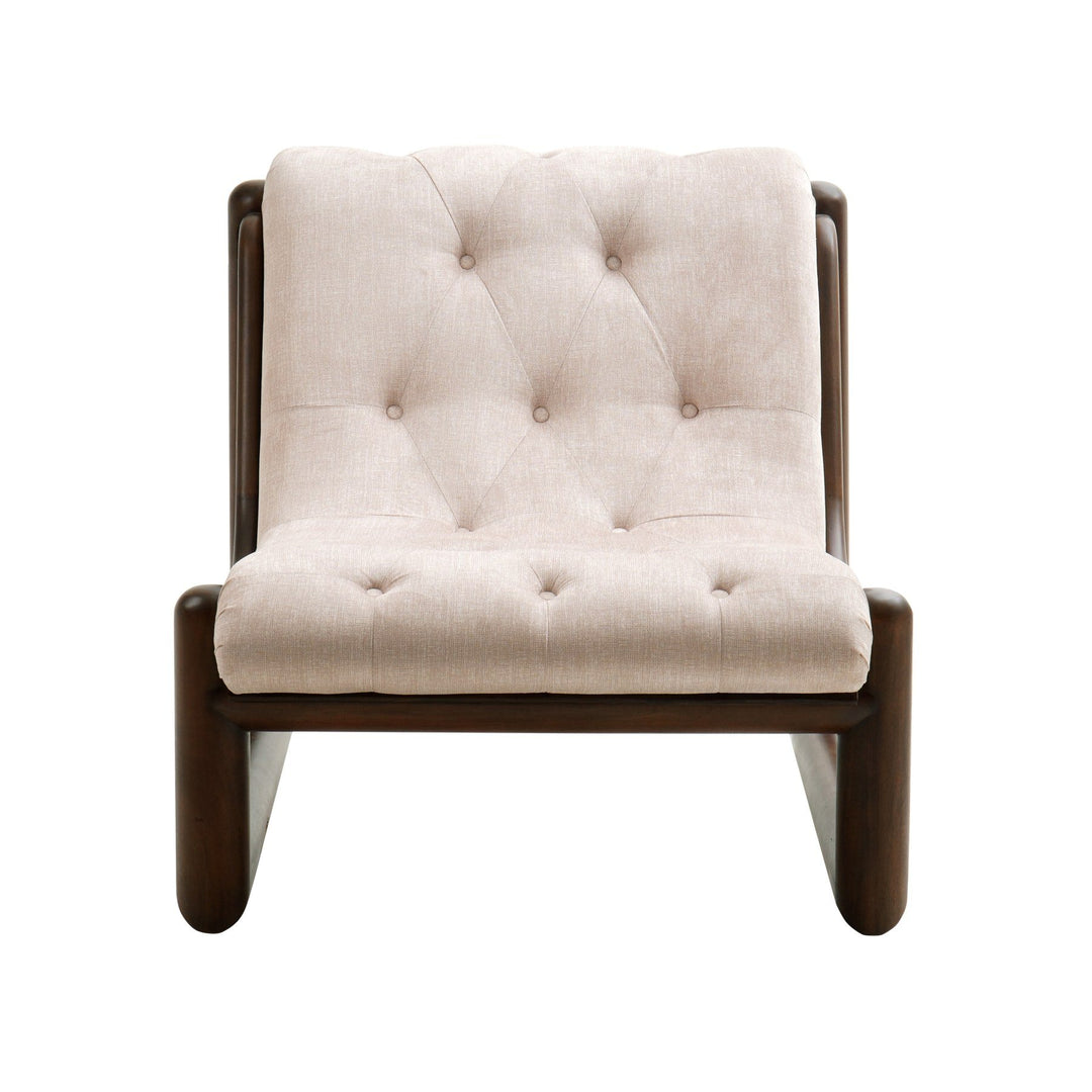 Vondra Velvet Accent Chair in Velina Dune - front studio view - Whats New Furniture Portland